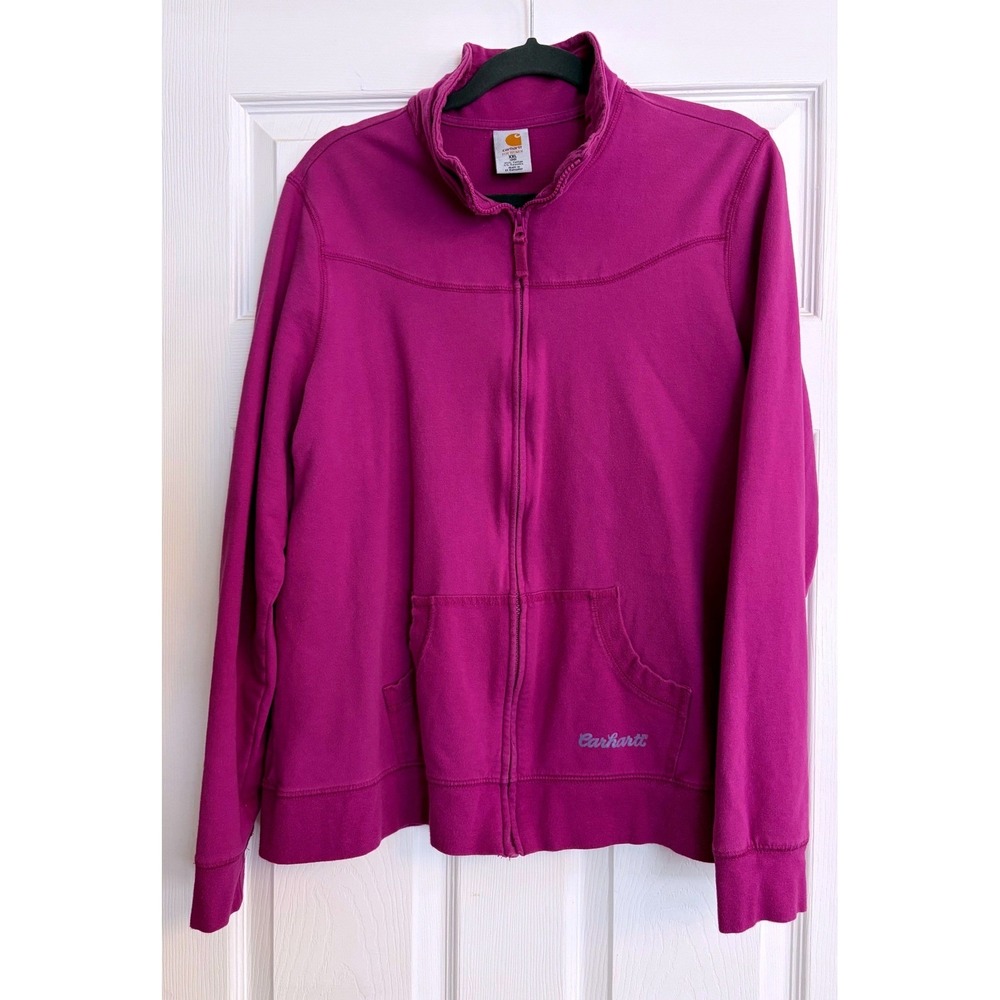Carhartt XXL Purple Full Zip Mock Neck Fitted Sweatshirt Jacket Athletic